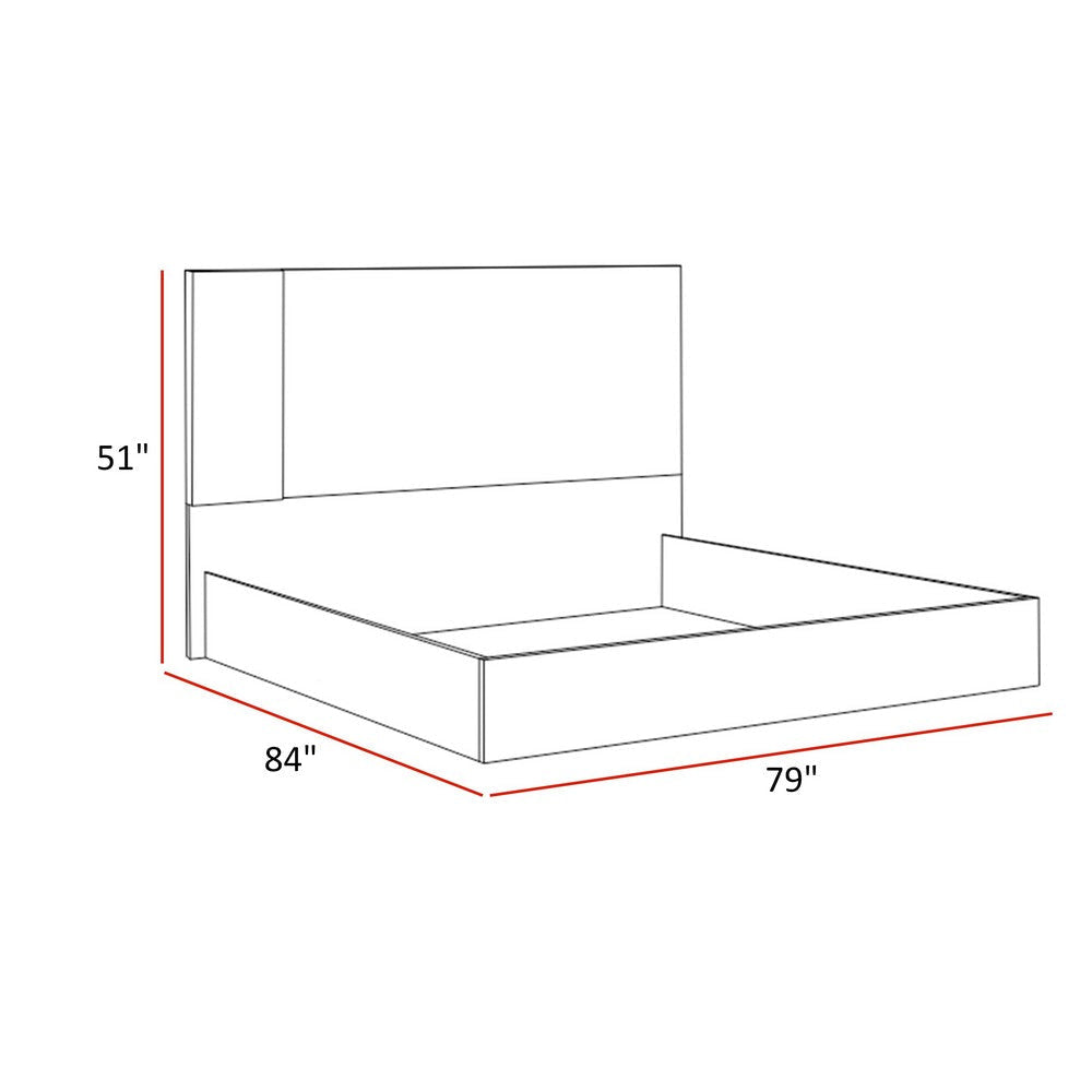 Noe Zid King Size Bed with Tall Headboard Low Profile Brown Walnut Veneer By Casagear Home BM317207