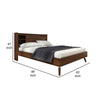 Toen Queen Size Bed Tall Headboard with Sliding Door Shelves Brown Acacia By Casagear Home BM317211