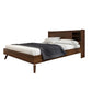 Toen King Size Bed Tall Headboard with Sliding Door Shelves Brown Acacia By Casagear Home BM317212