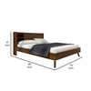 Toen King Size Bed Tall Headboard with Sliding Door Shelves Brown Acacia By Casagear Home BM317212