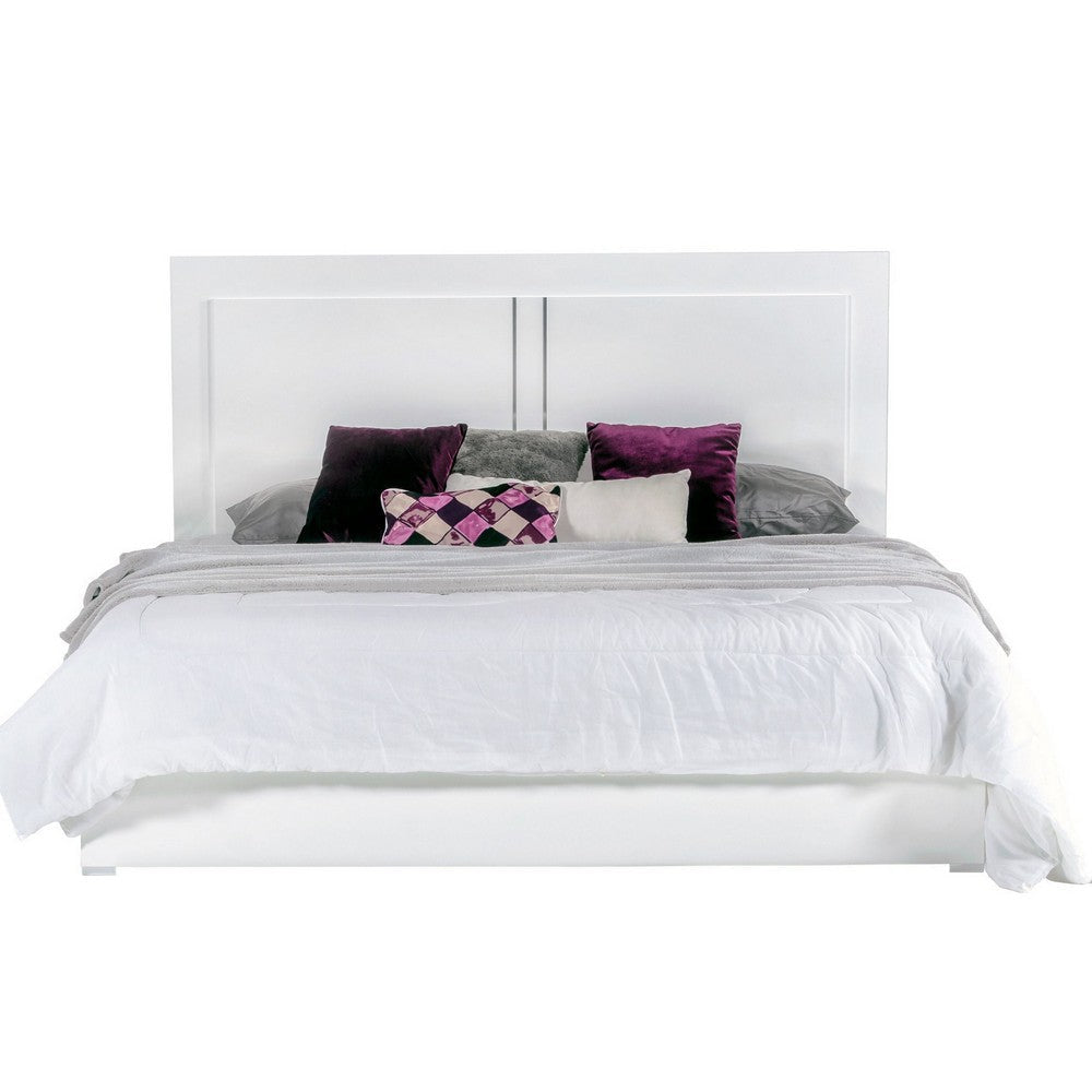 Cid Ryle Full Size Bed Tall Headboard Low Profile Glossy White Finish By Casagear Home BM317213