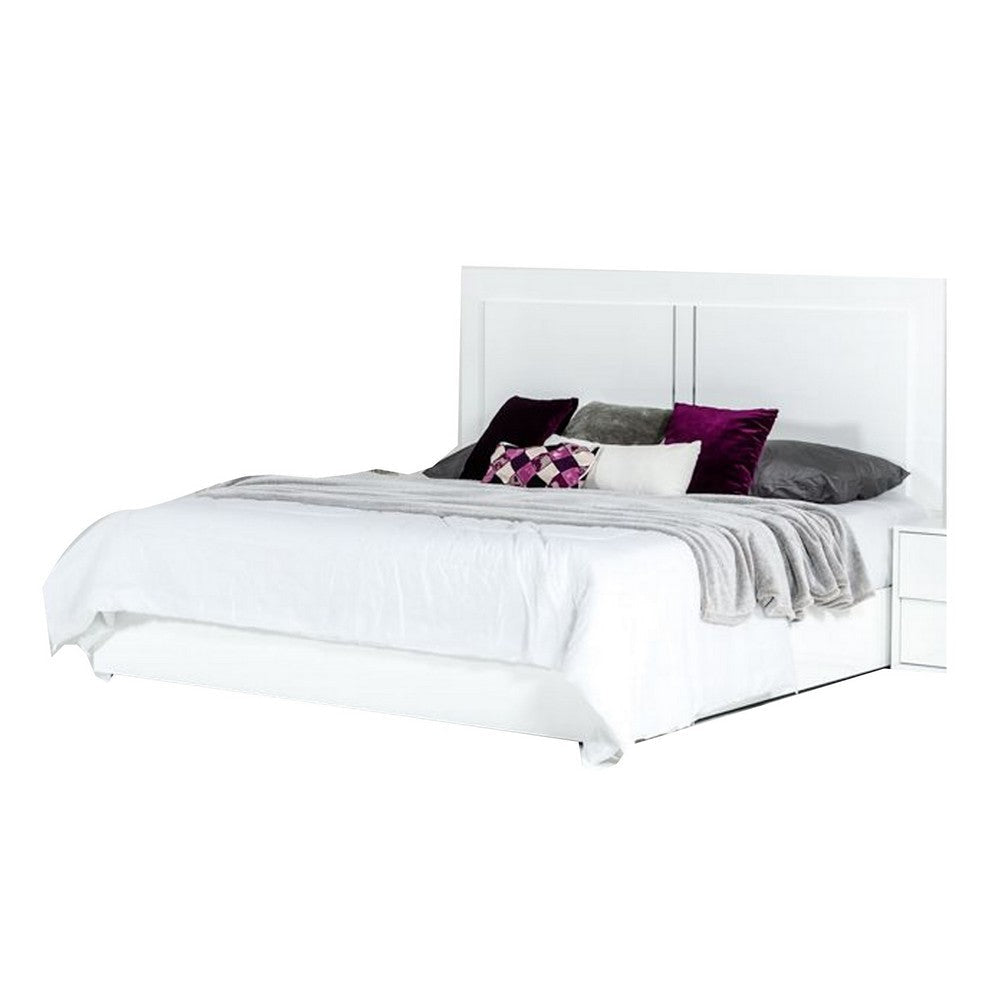 Cid Ryle Full Size Bed Tall Headboard Low Profile Glossy White Finish By Casagear Home BM317213