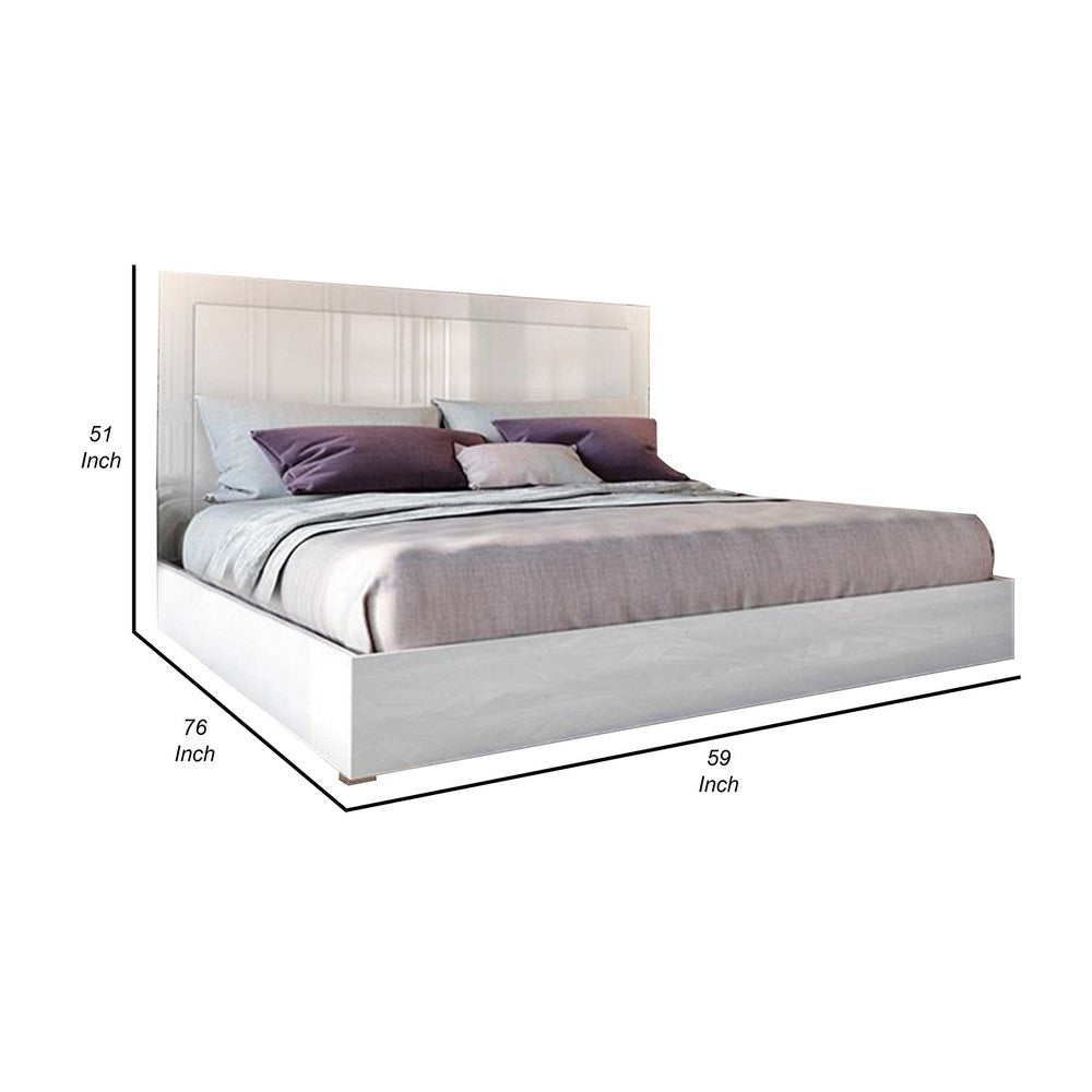 Cid Ryle Full Size Bed Tall Headboard Low Profile Glossy White Finish By Casagear Home BM317213