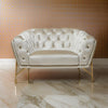 Reno Hue 49 Inch Accent Chair Chesterfield Tufted Gold Beige Velvet By Casagear Home BM317221