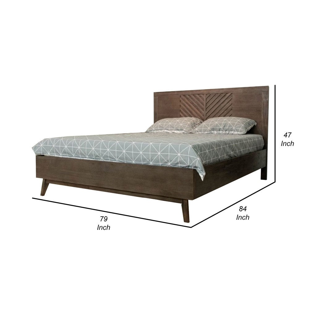 Cid Leno King Size Platform Bed Chevron Dark Brown Solid Acacia Wood By Casagear Home BM317224