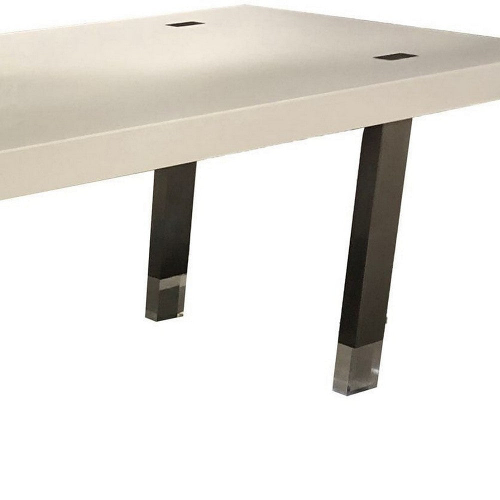 Cid Joe 95 Inch Dining Table Rectangular Metal High Gloss White Finish By Casagear Home BM317225