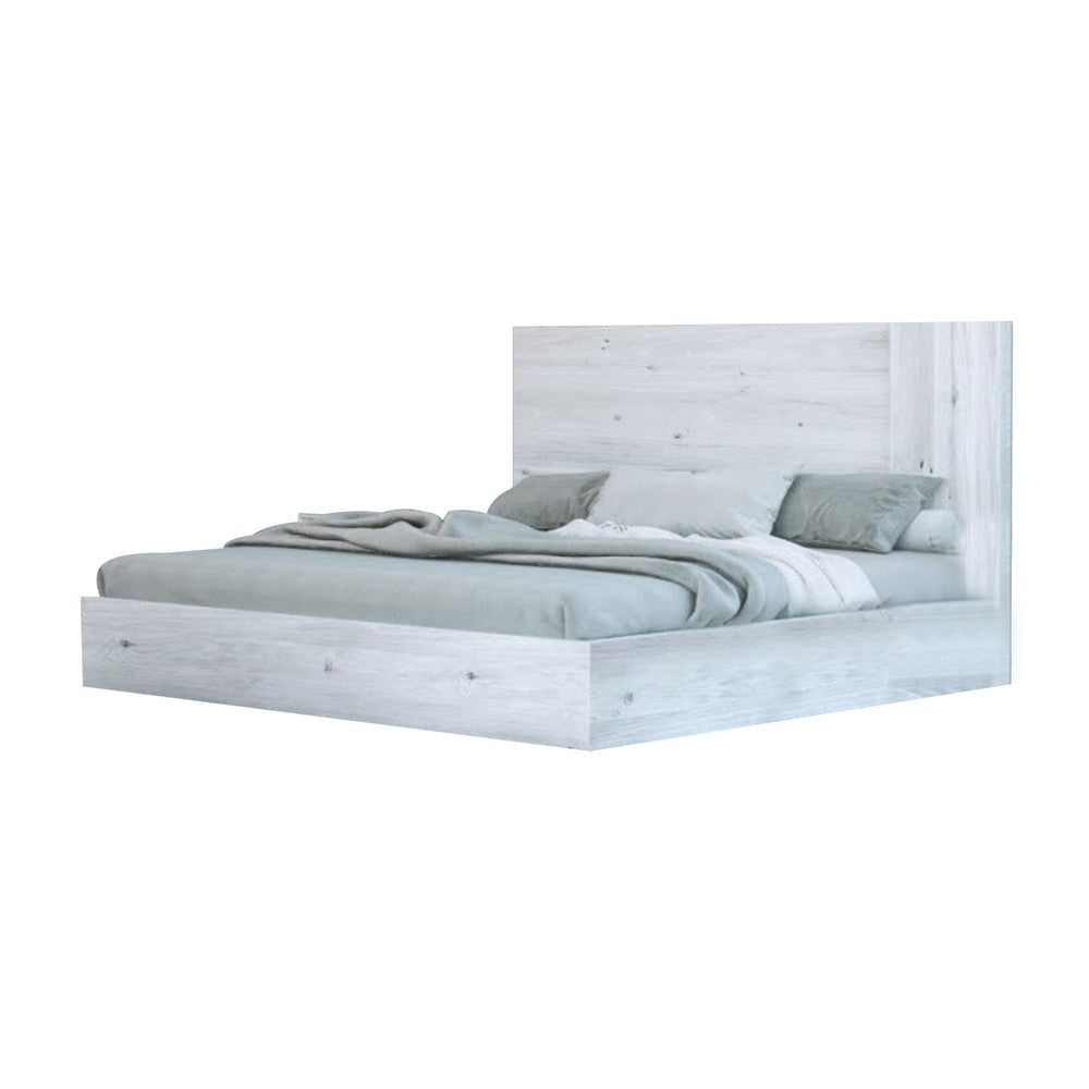 Noe Zid King Size Platform Bed Panel Headboard White Finish Modern By Casagear Home BM317227