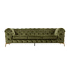 Vigo 97 Inch Sofa Button Tufted Chesterfield Tuxedo Arms Green Gold By Casagear Home BM317228