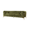 Vigo 97 Inch Sofa Button Tufted Chesterfield Tuxedo Arms Green Gold By Casagear Home BM317228