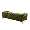 Vigo 97 Inch Sofa Button Tufted Chesterfield Tuxedo Arms Green Gold By Casagear Home BM317228