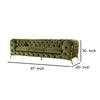 Vigo 97 Inch Sofa Button Tufted Chesterfield Tuxedo Arms Green Gold By Casagear Home BM317228