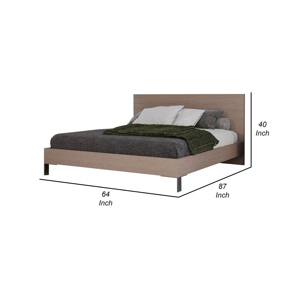 Noe Billy Queen Size Platform Bed Panel Headboard Brown Oak Steel Metal By Casagear Home BM317233