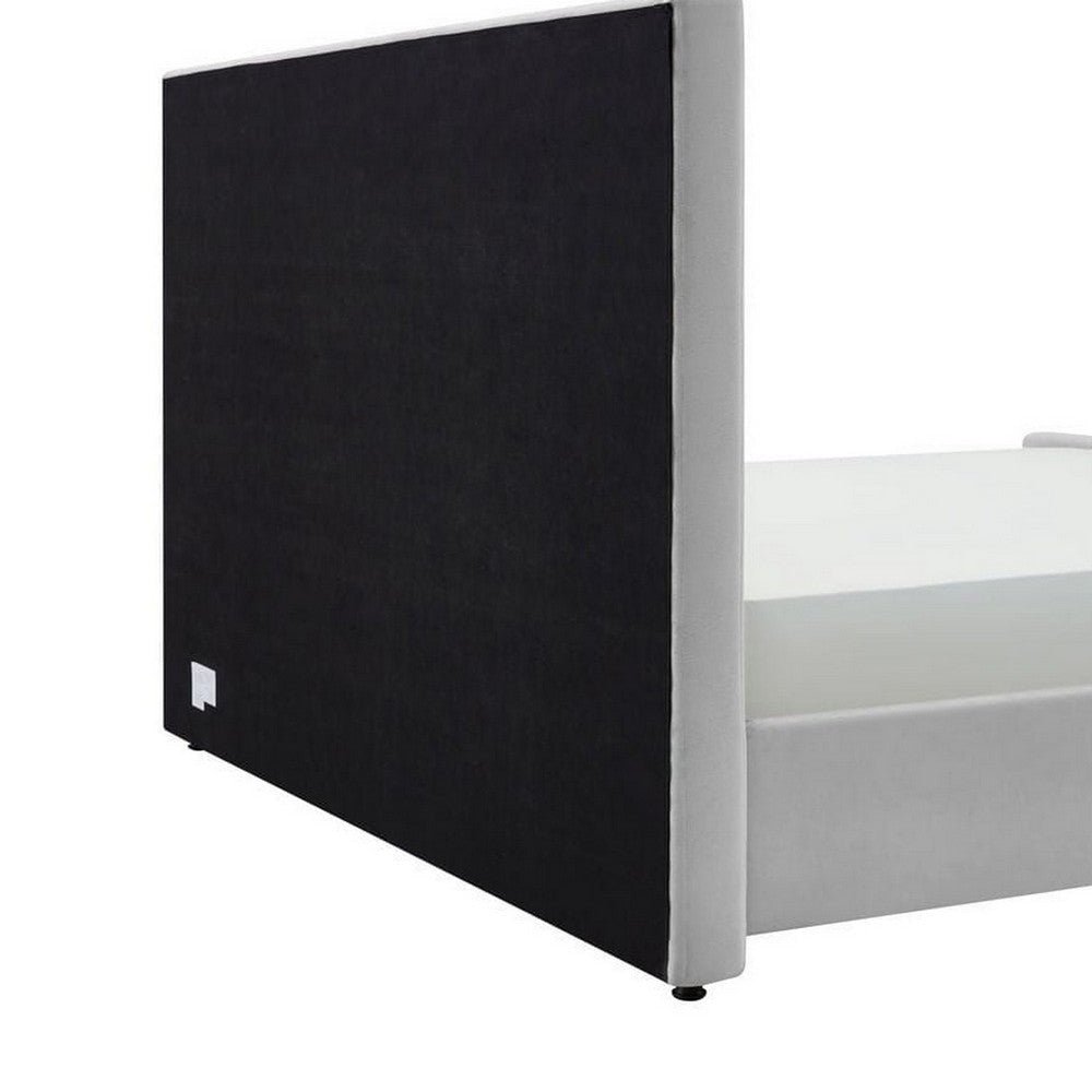 Tini King Size Platform Bed Gray Velvet Vertical Channel Tufted Upholstery By Casagear Home BM317238