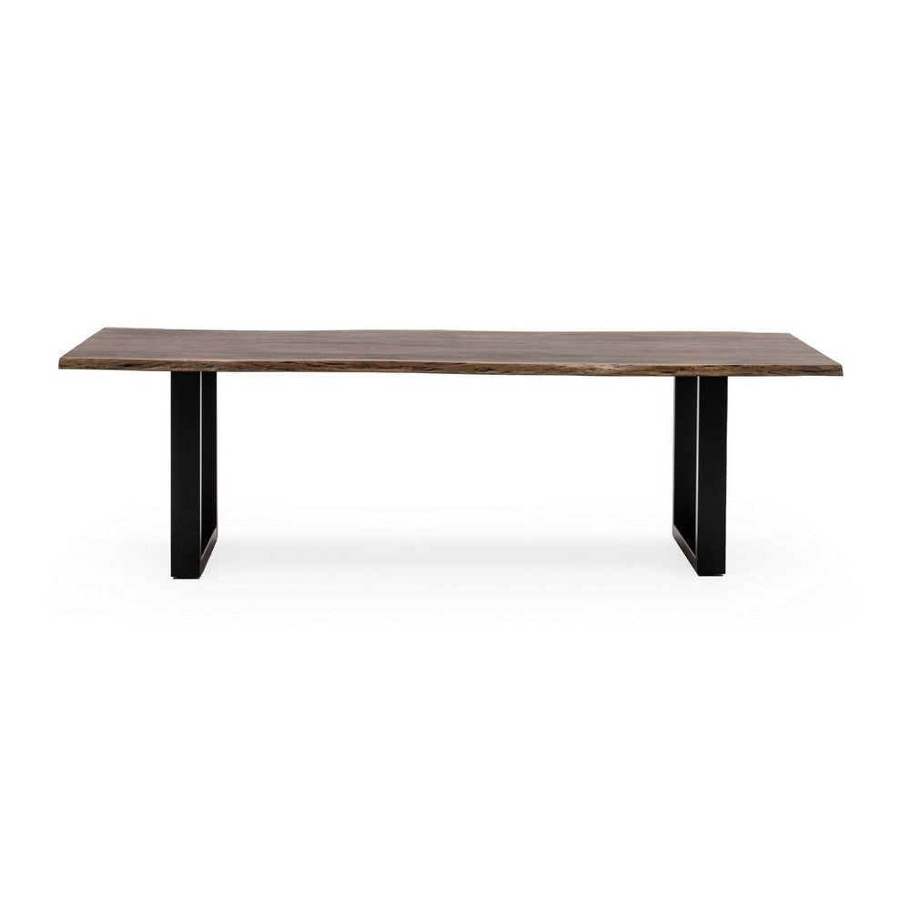 Cid Xue 102 Inch Dining Table Live Edge Rectangular Metal Brown Black By Casagear Home BM317242