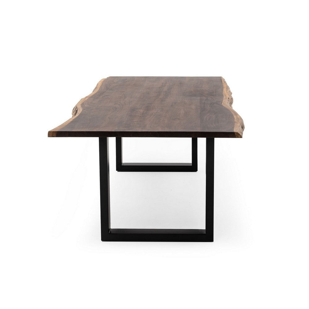 Cid Xue 102 Inch Dining Table Live Edge Rectangular Metal Brown Black By Casagear Home BM317242