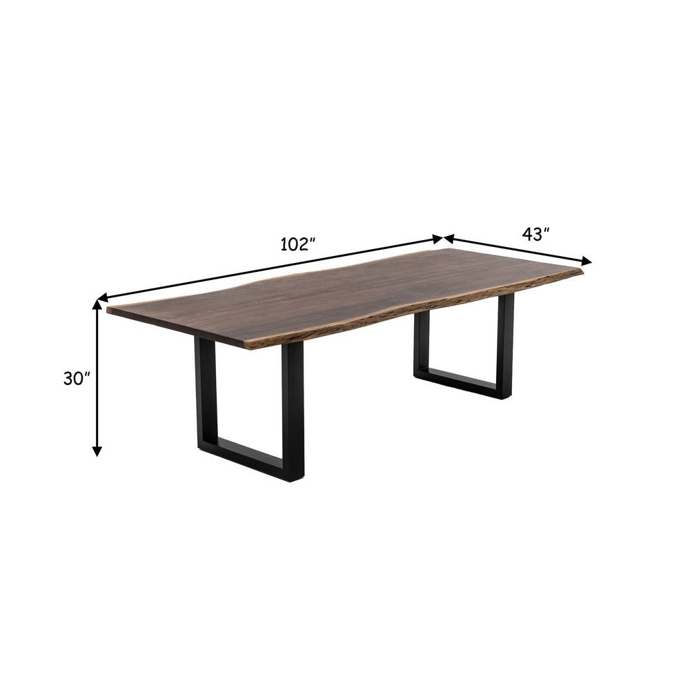 Cid Xue 102 Inch Dining Table Live Edge Rectangular Metal Brown Black By Casagear Home BM317242