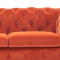 Vigo 74 Inch Loveseat Button Tufted Chesterfield Orange Velour Gold By Casagear Home BM317247