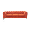 Vigo 97 Inch Sofa, Button Tufted Chesterfield, Orange Velour, Black By Casagear Home