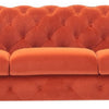 Vigo 97 Inch Sofa Button Tufted Chesterfield Orange Velour Black By Casagear Home BM317248