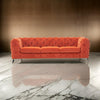 Vigo 97 Inch Sofa Button Tufted Chesterfield Orange Velour Black By Casagear Home BM317248