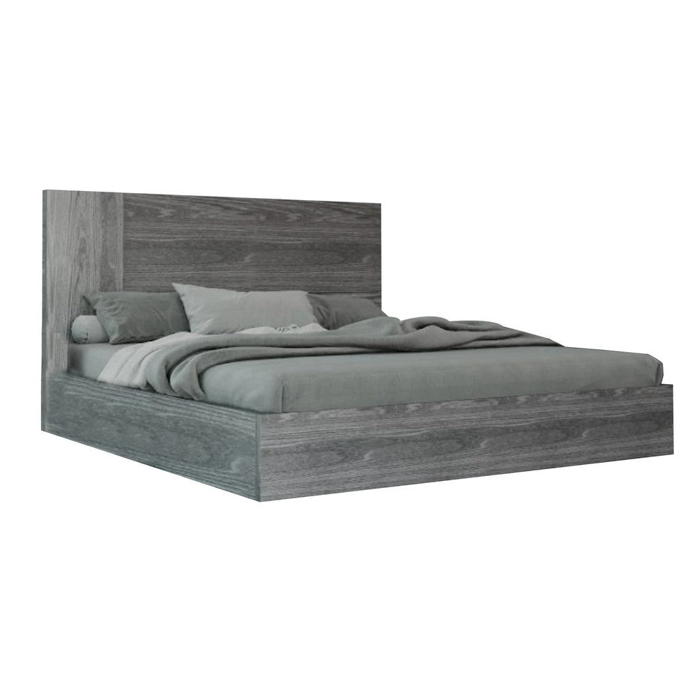 Noe Zid Queen Size Platform Bed, Panel Headboard, Elm Gray Finish, Modern By Casagear Home