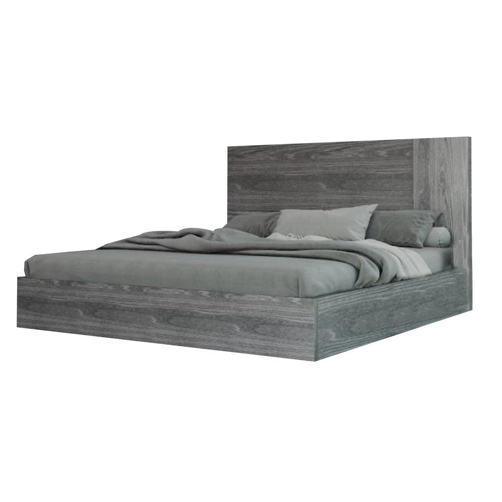 Noe Zid King Size Platform Bed Panel Headboard Elm Gray Finish Modern By Casagear Home BM317256