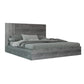 Noe Zid King Size Platform Bed, Panel Headboard, Elm Gray Finish, Modern By Casagear Home