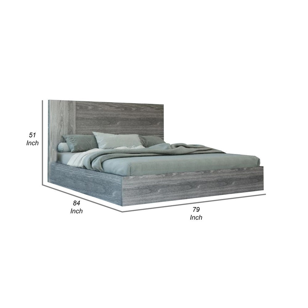 Noe Zid King Size Platform Bed Panel Headboard Elm Gray Finish Modern By Casagear Home BM317256