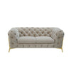 Vigo 74 Inch Loveseat Button Tufted Chesterfield Curved Beige Gold By Casagear Home BM317257