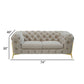 Vigo 74 Inch Loveseat Button Tufted Chesterfield Curved Beige Gold By Casagear Home BM317257