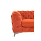 Reno Liz 50 Inch Accent Chair Chesterfield Button Tufted Orange Black By Casagear Home BM317259