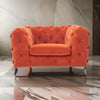 Reno Liz 50 Inch Accent Chair Chesterfield Button Tufted Orange Black By Casagear Home BM317259