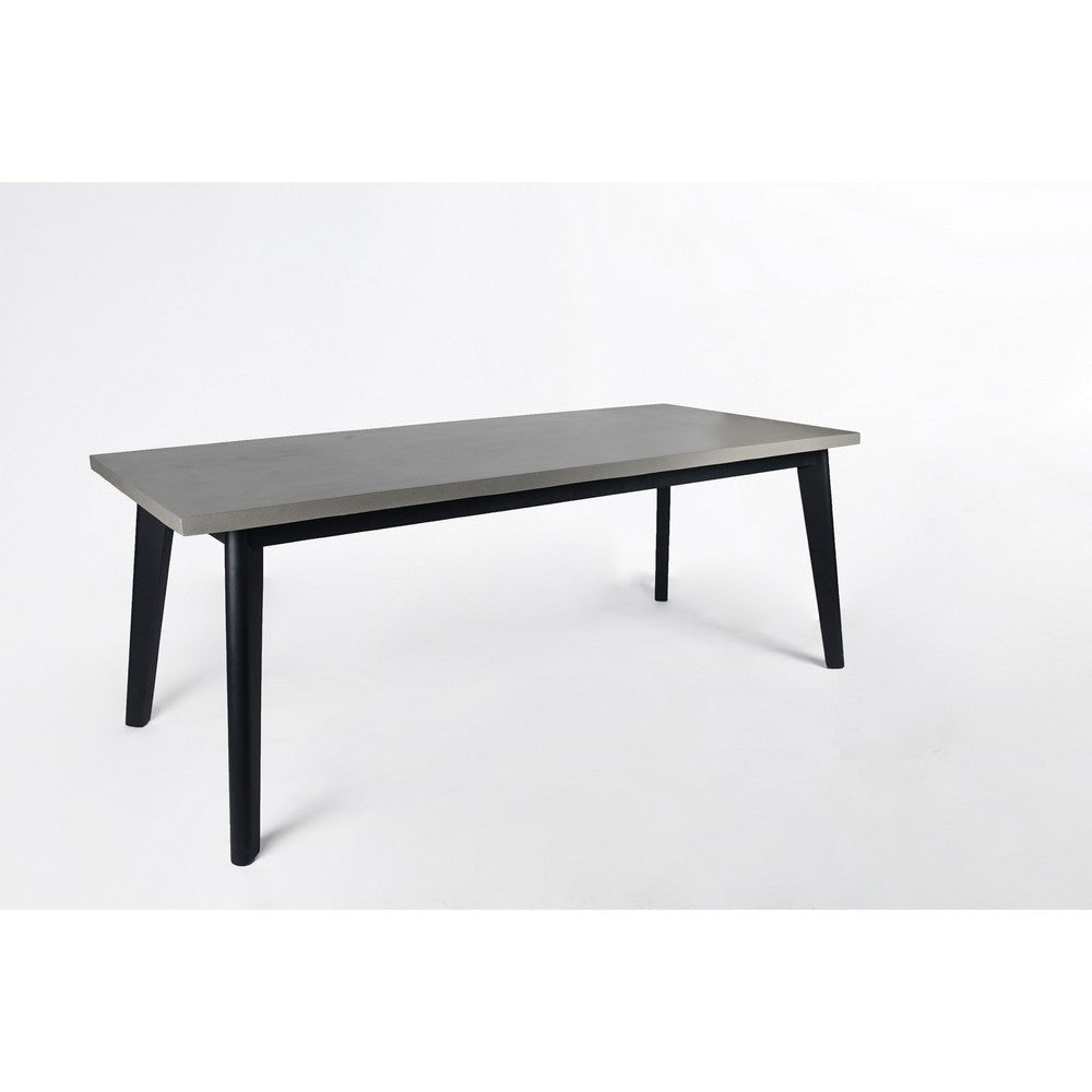 Eni 79 Inch Outdoor Dining Table Natural Gray Concrete Acacia Wood Black By Casagear Home BM317263