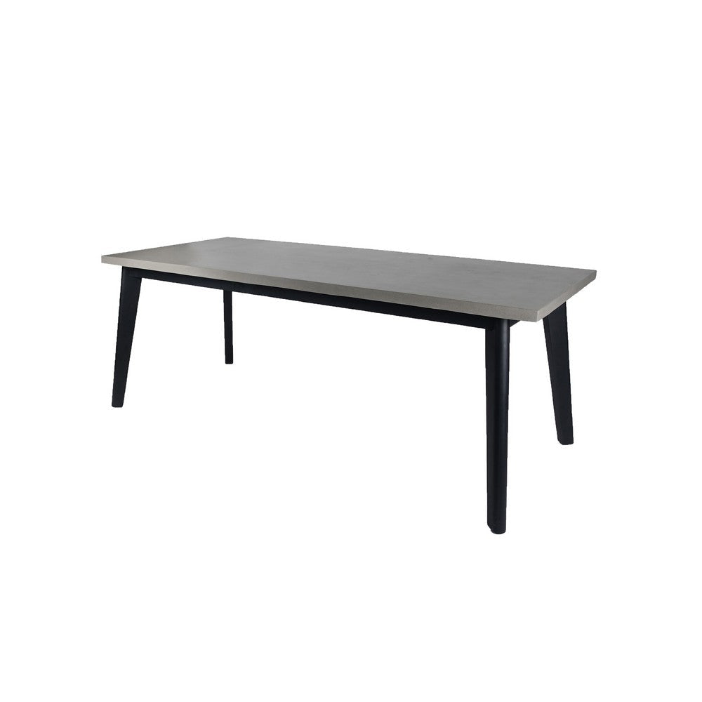 Eni 79 Inch Outdoor Dining Table Natural Gray Concrete Acacia Wood Black By Casagear Home BM317263