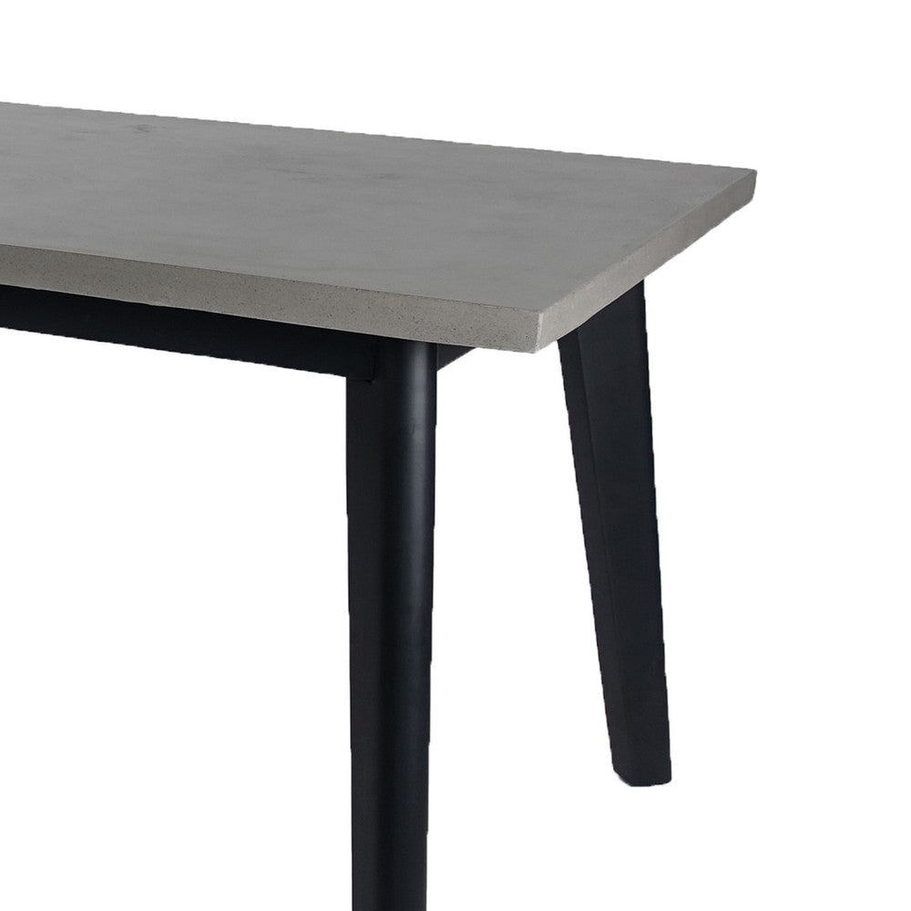 Eni 79 Inch Outdoor Dining Table Natural Gray Concrete Acacia Wood Black By Casagear Home BM317263