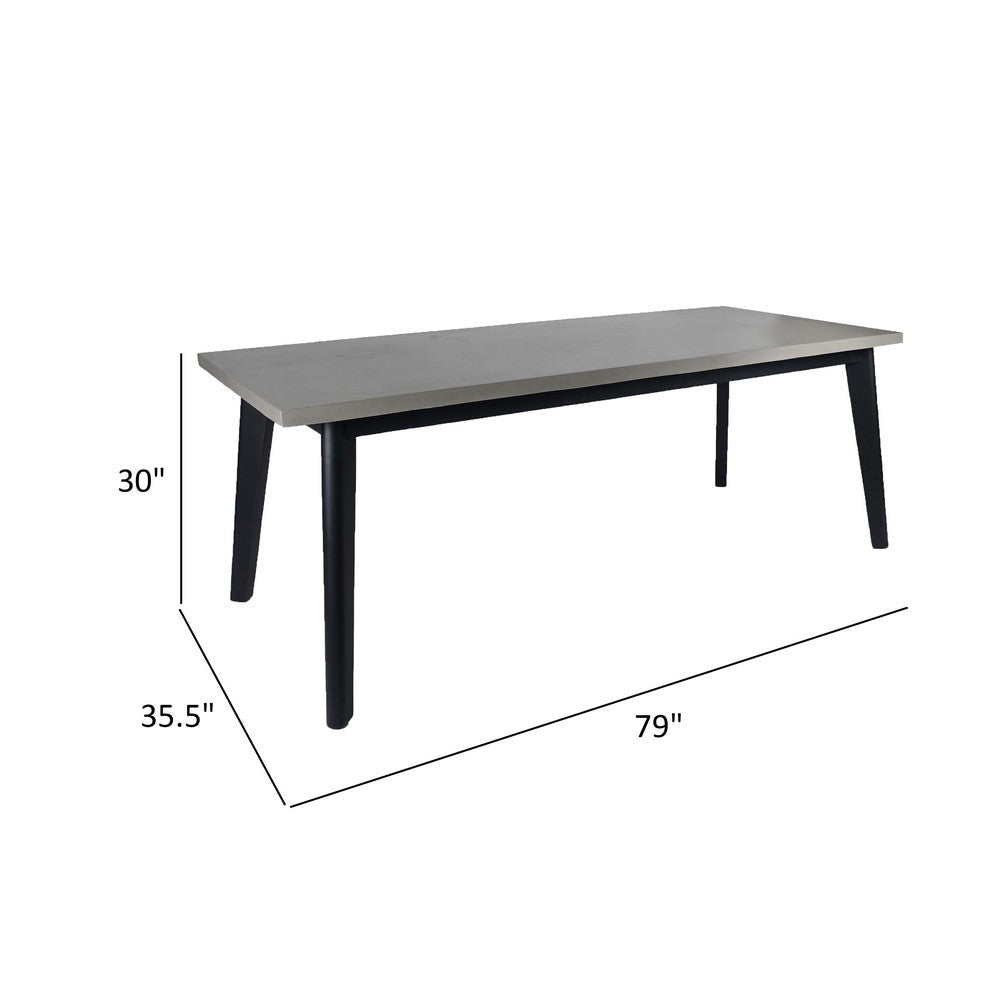 Eni 79 Inch Outdoor Dining Table Natural Gray Concrete Acacia Wood Black By Casagear Home BM317263