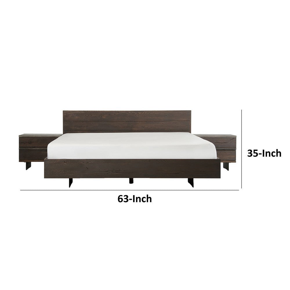 Sano Queen Platform Bed Solid Aged Oak Panel Dark Brown Oil Rubbed Finish By Casagear Home BM317268