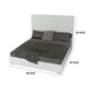 Lako Queen Size Platform Bed Grid Tufted White Faux Leather Upholstery By Casagear Home BM317274