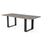 87 Inch Dining Table Rectangular Top Open Metal Panel Gray Oak Black By Casagear Home BM317284