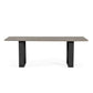 87 Inch Dining Table Rectangular Top Open Metal Panel Gray Oak Black By Casagear Home BM317284