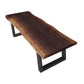 Cid Xue 79 Inch Dining Bench, Brown Live Edge Rectangular Top, Black Metal By Casagear Home