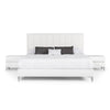 Noe Sip Queen Size Bed White Tufted Italian Vegan Leather Chrome Steel By Casagear Home BM317288