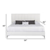 Noe Sip Queen Size Bed White Tufted Italian Vegan Leather Chrome Steel By Casagear Home BM317288