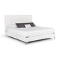 Noe Sip Queen Size Bed, White Tufted Italian Vegan Leather, Chrome Steel By Casagear Home