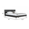 Ian Queen Size Bed with Tall Headboard Gray Elm Veneer Black Metal Legs By Casagear Home BM317289