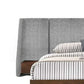 Nie King Size Bed Gray Upholstered Wide Wall Headboard Walnut Brown Wood By Casagear Home BM317291