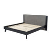 Pio King Size Bed Gray Upholstered Headboard Black Angled Rubberwood Legs By Casagear Home BM317300