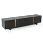 Chad 87 Inch TV Media Entertainment Console, 4 Door Cabinets, Black Veneer By Casagear Home