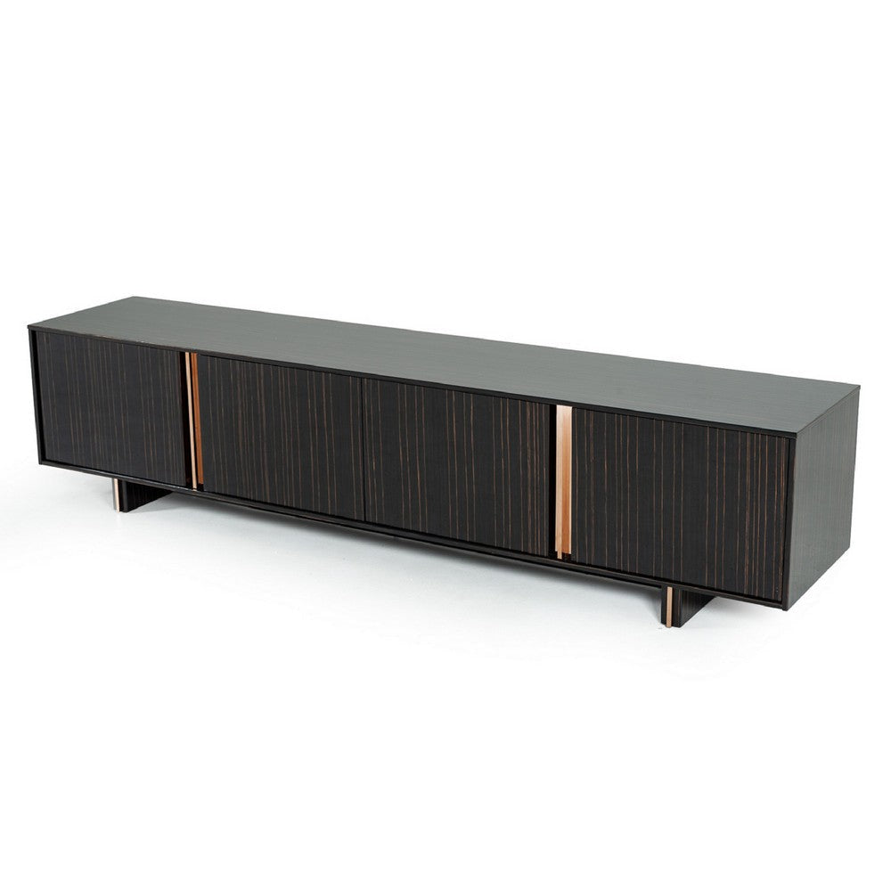 Chad 87 Inch TV Media Entertainment Console 4 Door Cabinets Black Veneer By Casagear Home BM317301