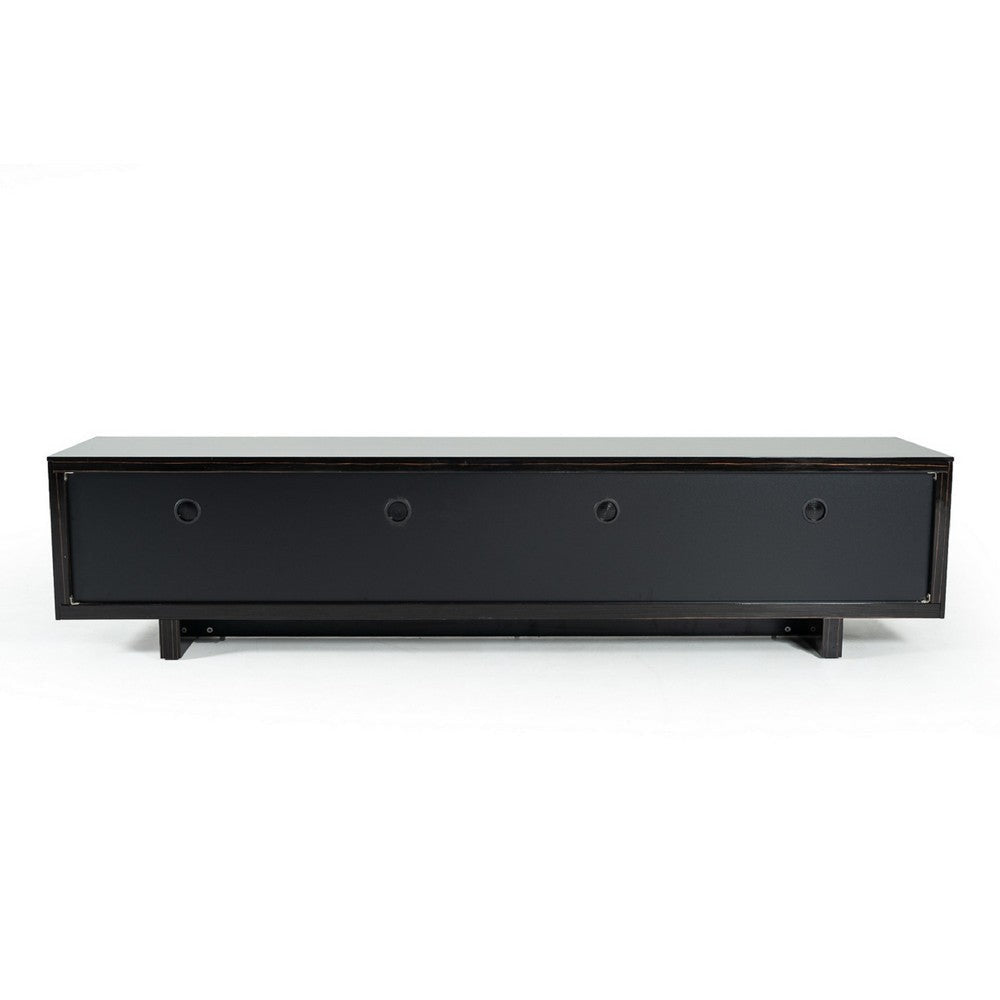 Chad 87 Inch TV Media Entertainment Console 4 Door Cabinets Black Veneer By Casagear Home BM317301